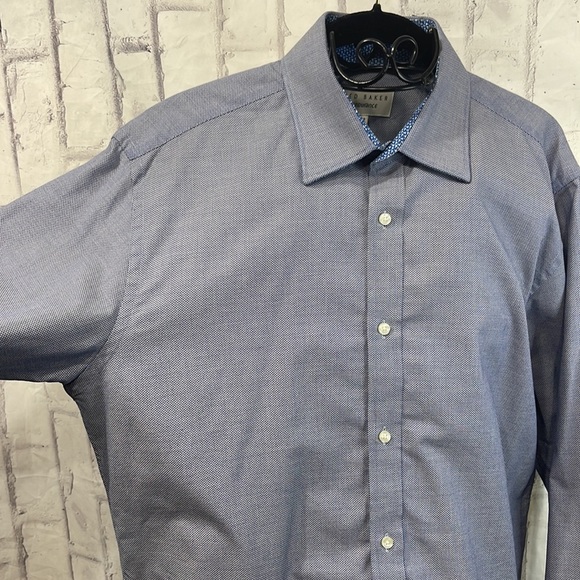 Ted Baker Endurance Long Sleeve Button-Up Shirt Contrasting Flip Cuff and Trim - Picture 2 of 13